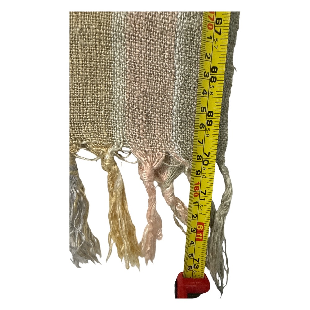 Boho Striped Wrap Scarf Womens OS Multicolor Woven Fringe Shawl - Picture 3 of 4